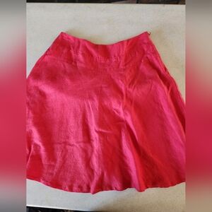 VTG 90s Salmon Pink Linen Blend A Line Midi Skirt Preppy Cottagecore Sz 4P *Hem